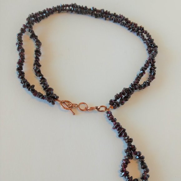 Handmade Dark Red Garnet Statement Necklace January Birthstone Beaded NWT - Picture 10 of 16